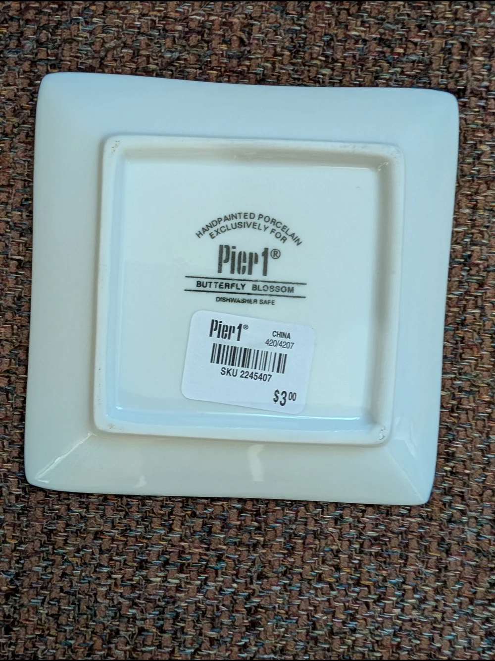 Pier 1 Imports Butterfly Blossom Rice Bowl & Snack Tray Or Trinket Dishes -New